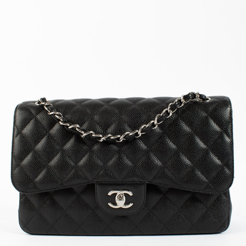 Shop safe online at Labellov in Antwerp, Brussels and Knokke this 100% authentic second hand Chanel Black Caviar Large Classic Flap Bag