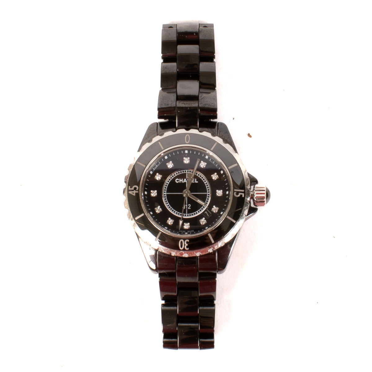 Chanel Black Ceramic/Diamond J12 33mm Watch for the best price at Labellov secondhand luxury in Antwerp Knokke Brussel