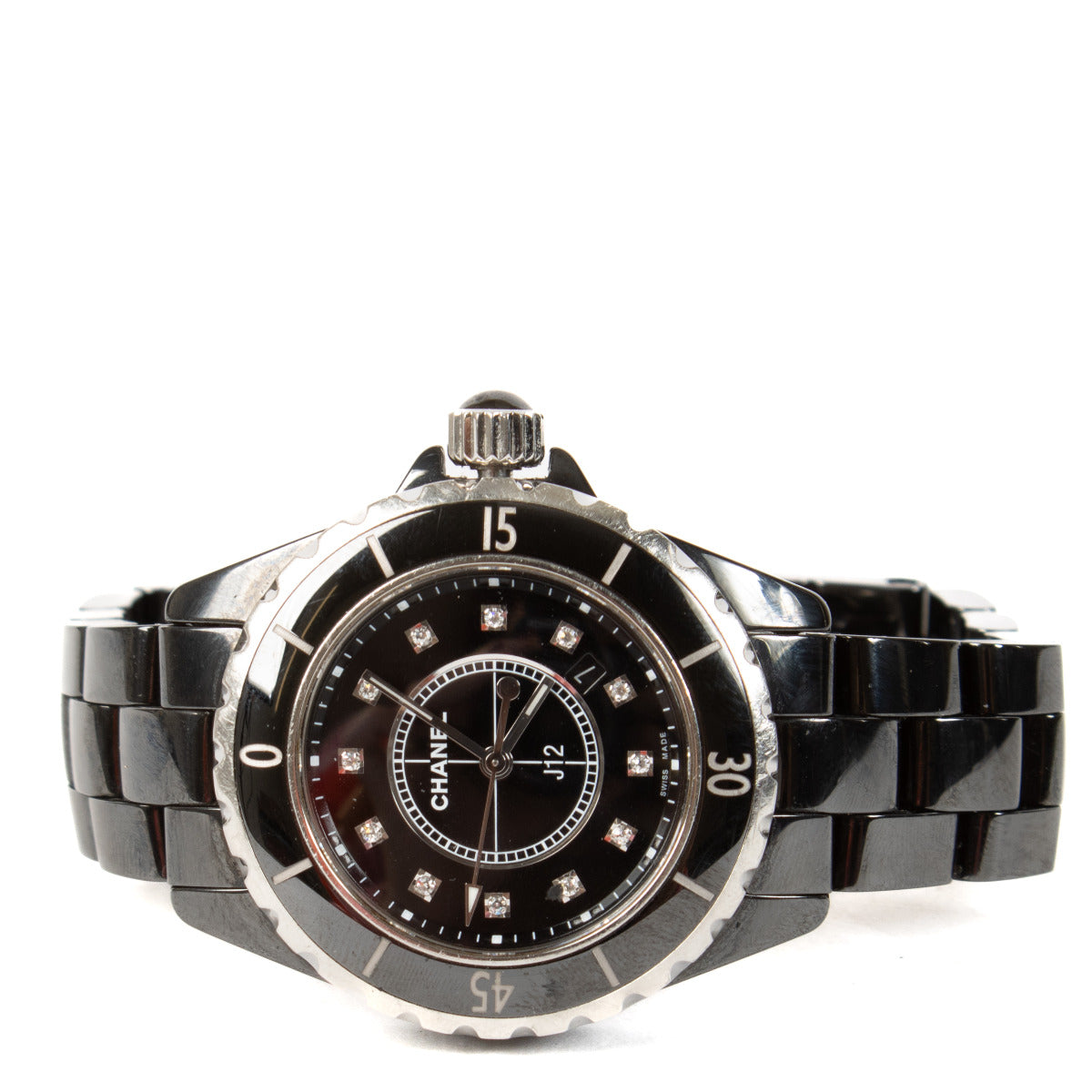 Chanel Black Ceramic/Diamond J12 33mm Watch