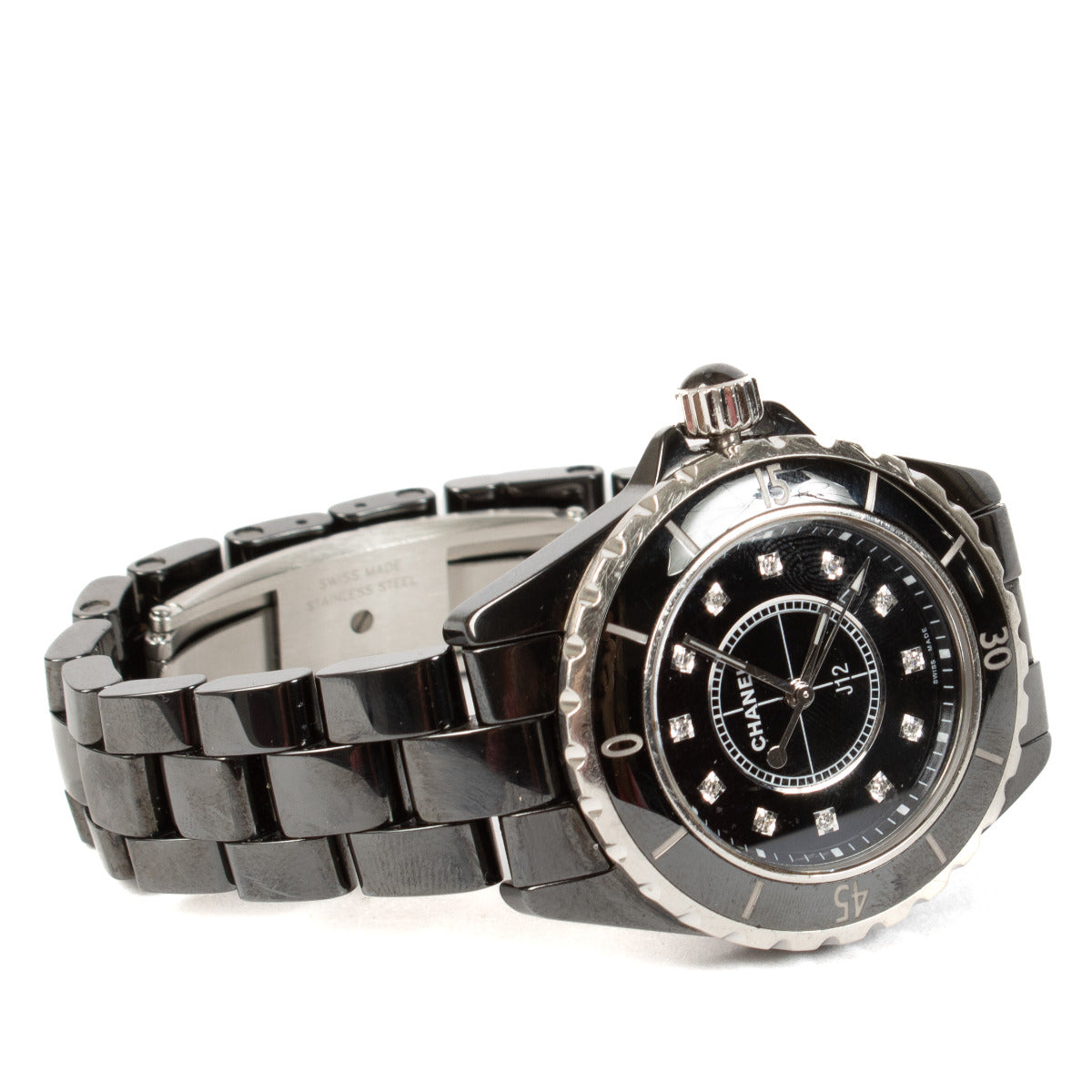 Montre Chanel J12 33 mm en Céramique Noire et Diamants