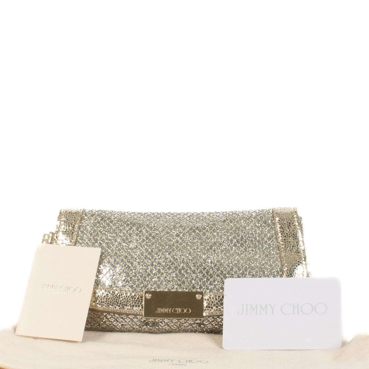 Jimmy Choo Gold Glitter Zeta Clutch