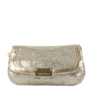 Jimmy Choo Gold Glitter Zeta Clutch