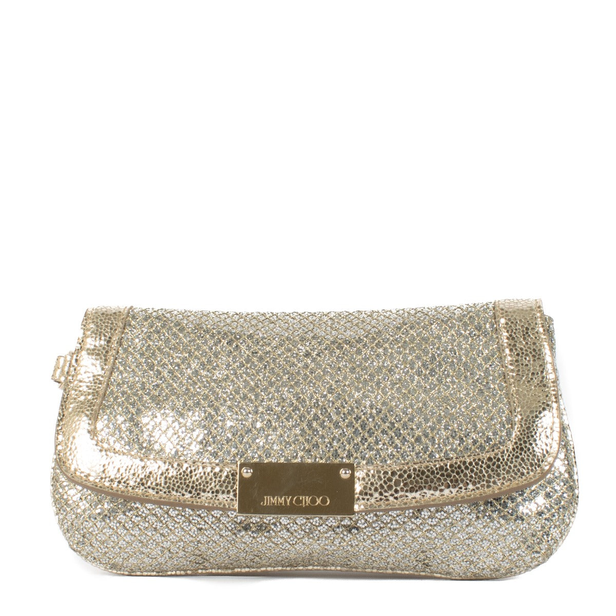 Jimmy Choo Gold Glitter Zeta Clutch