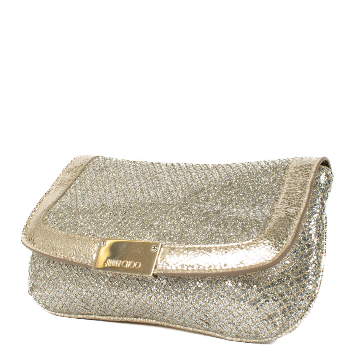 Jimmy Choo Gold Glitter Zeta Clutch