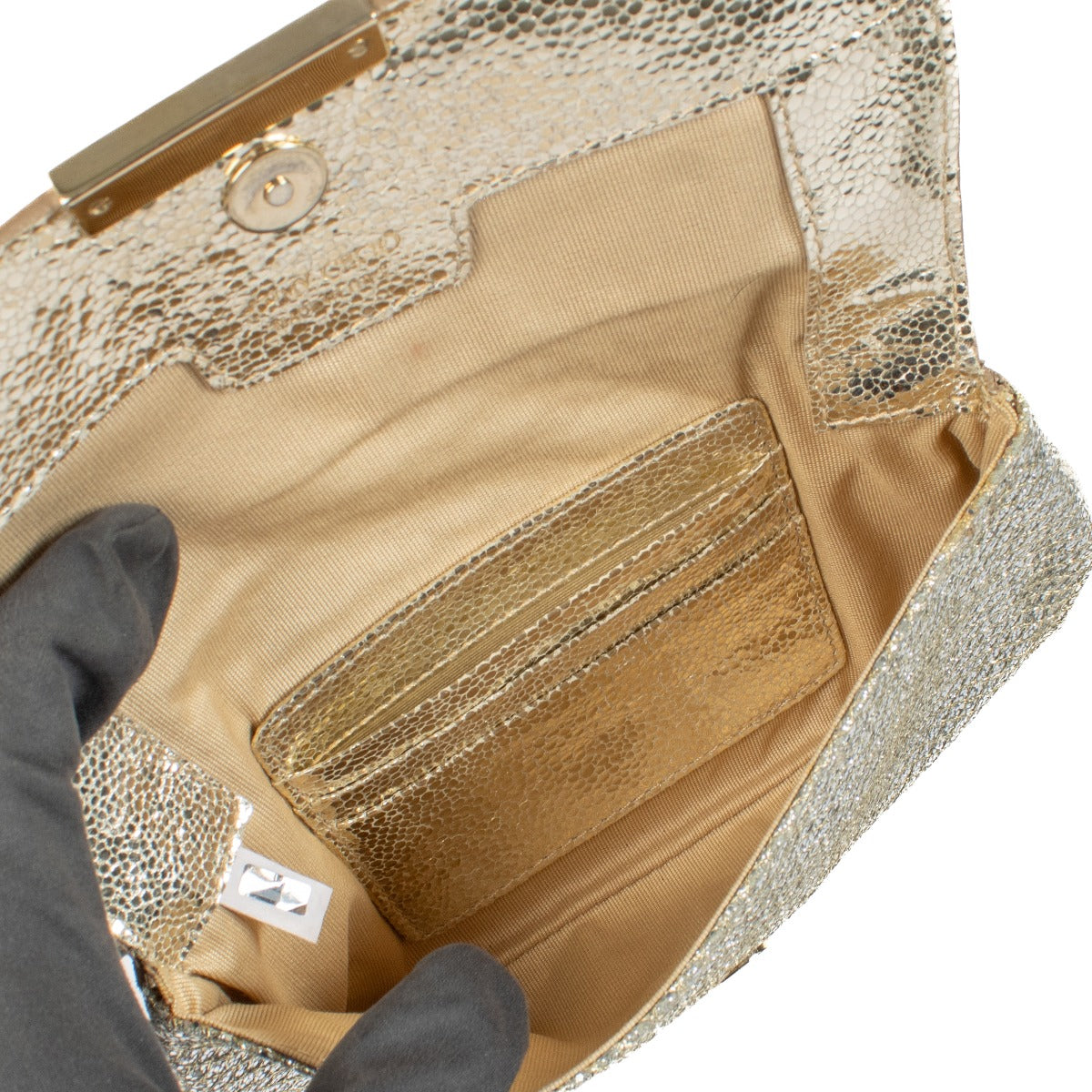 Jimmy Choo Gold Glitter Zeta Clutch