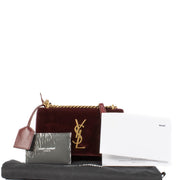 Shop 100% authentic Yves Saint Laurent Burgundy Velvet Sunset Crossbody at Labellov.com.