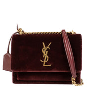 Shop 100% authentic Yves Saint Laurent Burgundy Velvet Sunset Crossbody at Labellov.com.