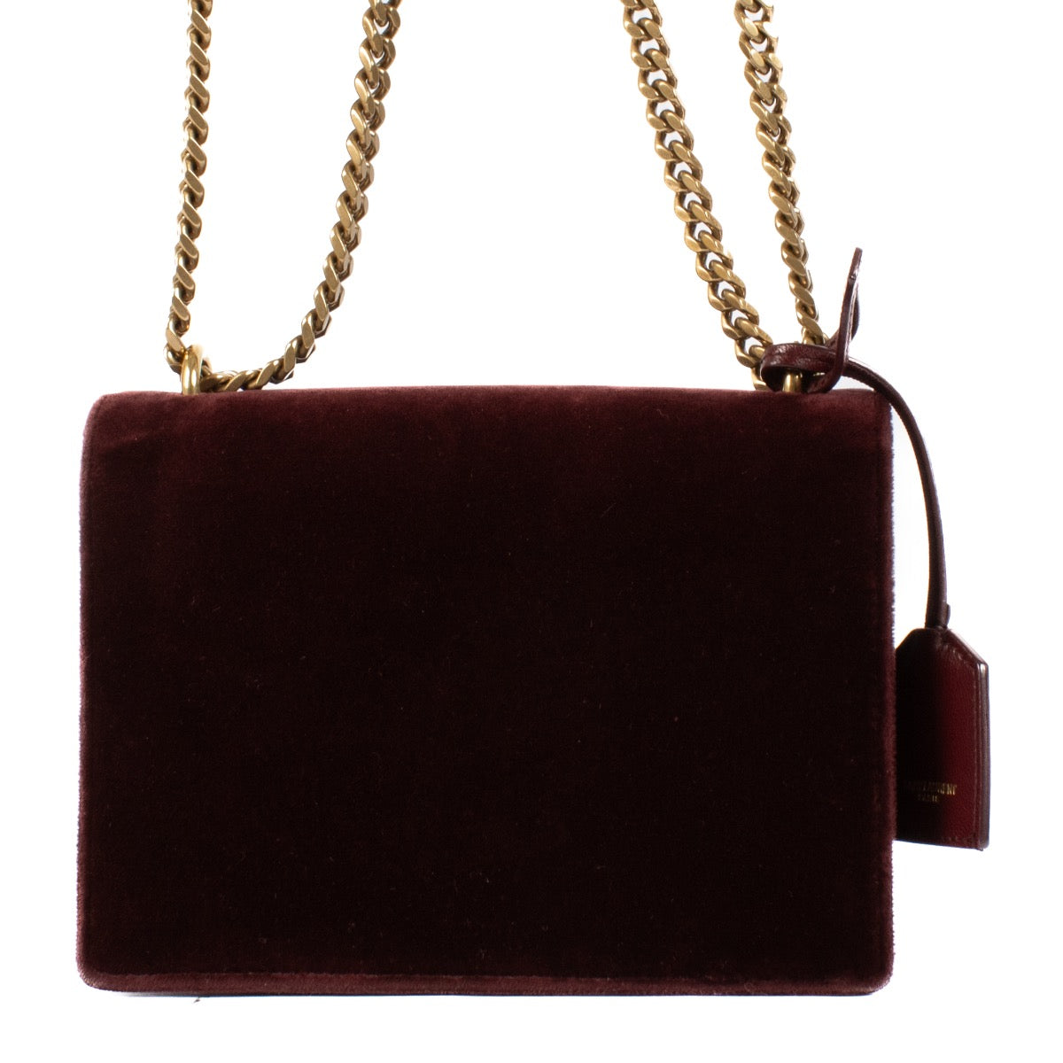 Shop 100% authentic Yves Saint Laurent Burgundy Velvet Sunset Crossbody at Labellov.com.