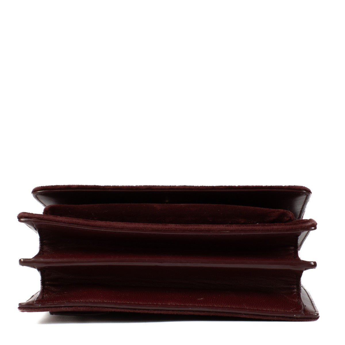 Shop 100% authentic Yves Saint Laurent Burgundy Velvet Sunset Crossbody at Labellov.com.