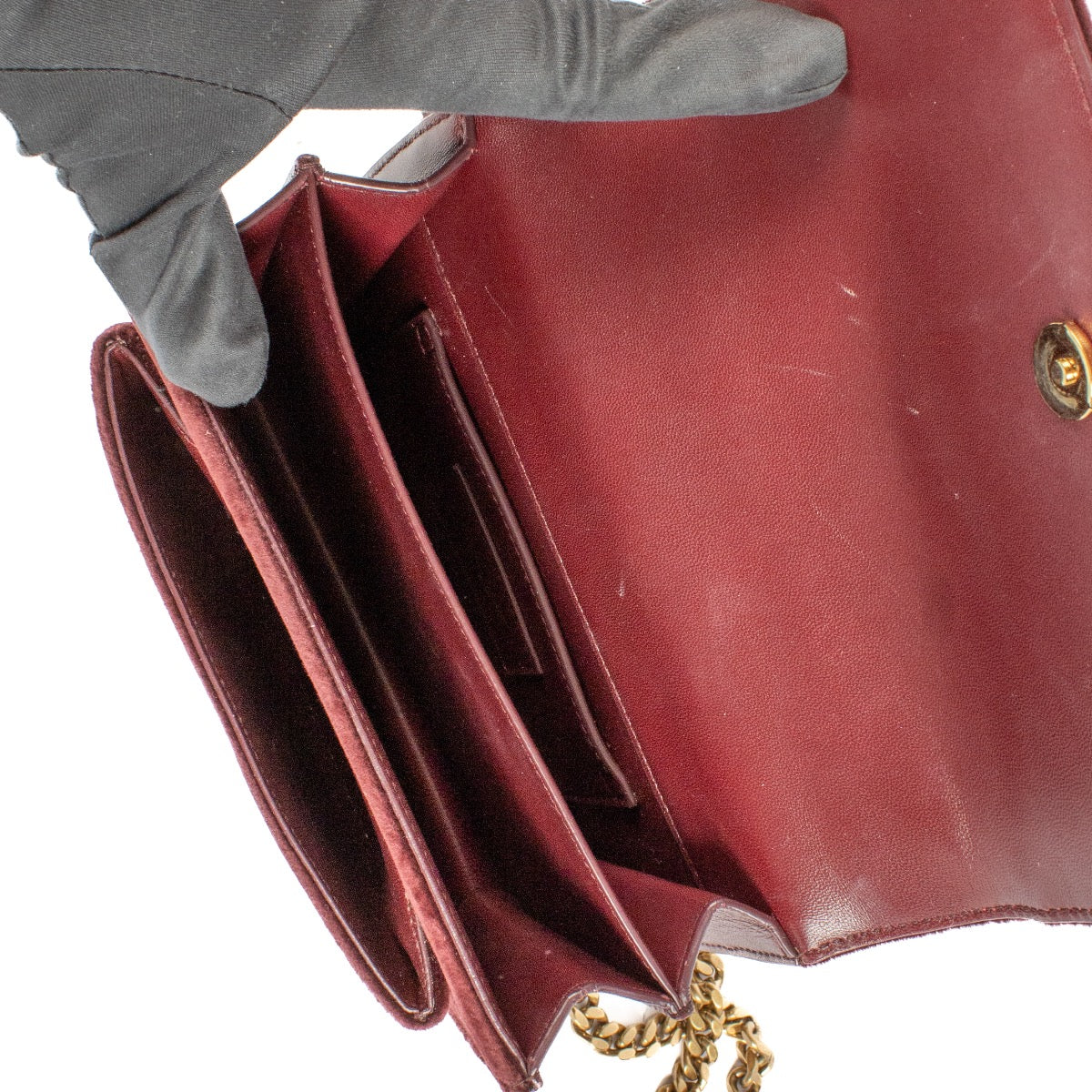 Shop 100% authentic Yves Saint Laurent Burgundy Velvet Sunset Crossbody at Labellov.com.
