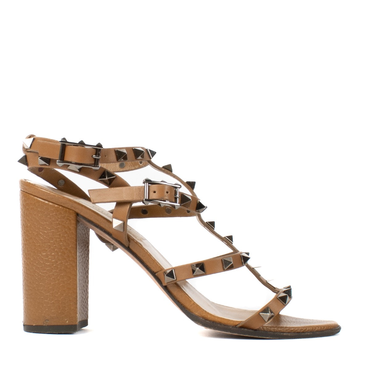 shop 100% authentic second hand Valentino Garavani Brown Rockstud Heels - Size 37 on Labellov.com