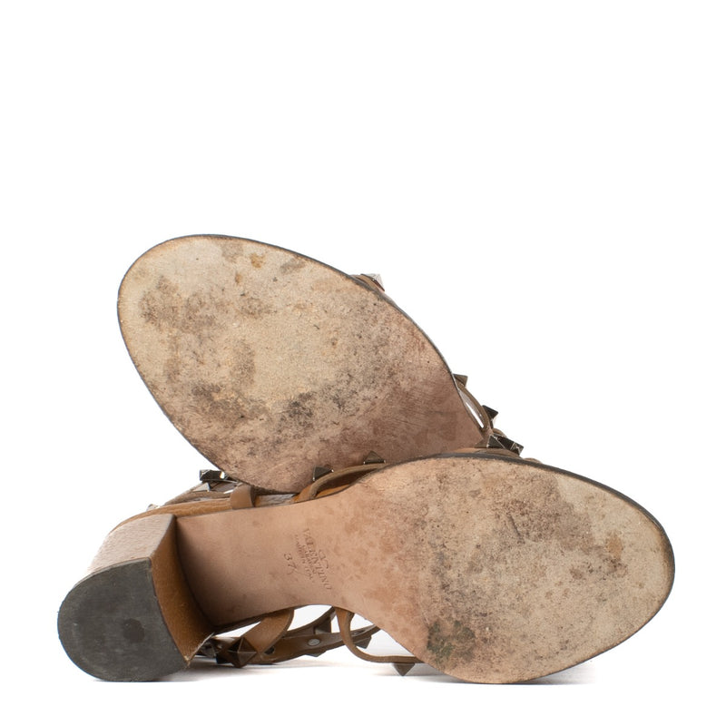 shop 100% authentic second hand Valentino Garavani Brown Rockstud Heels - Size 37 on Labellov.com