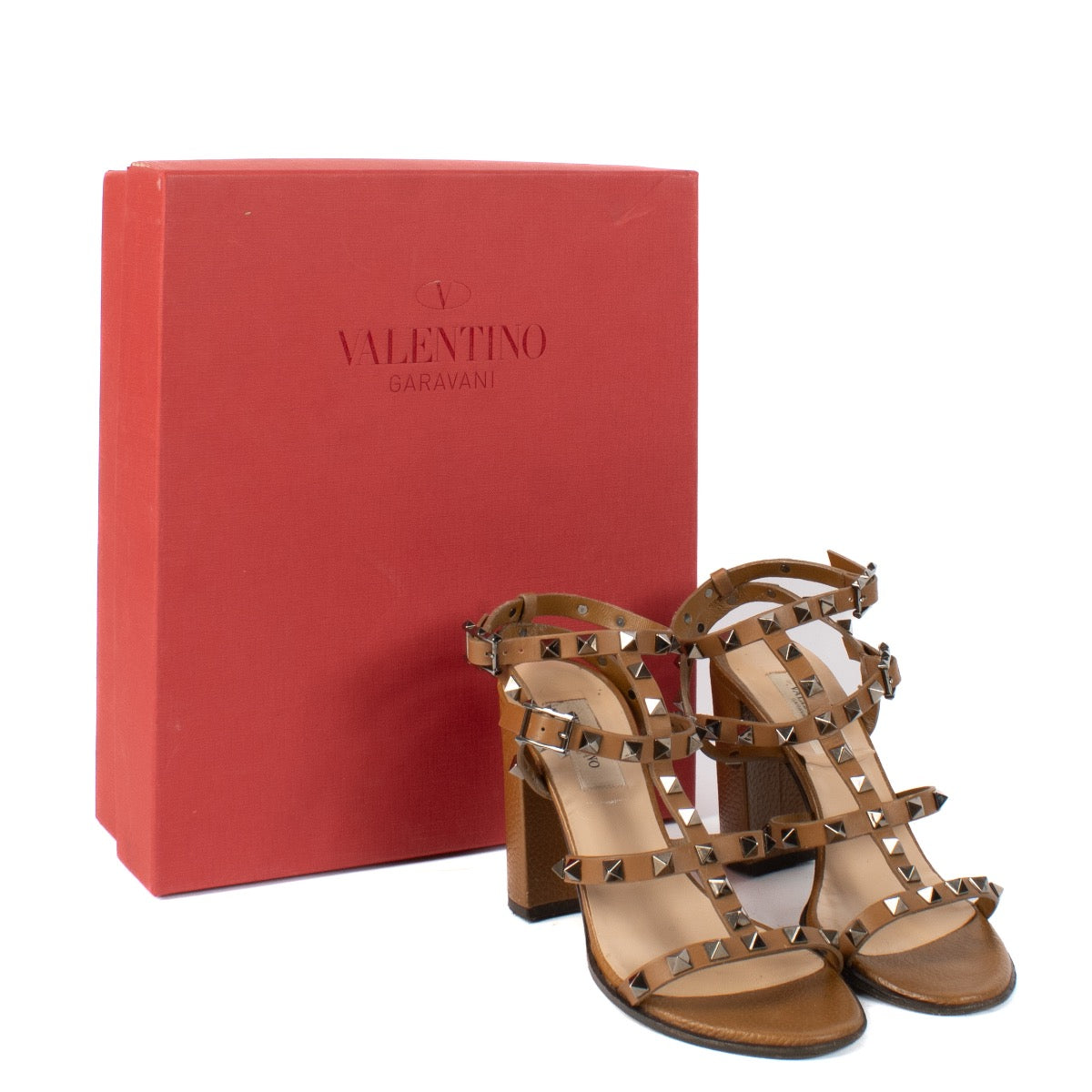shop 100% authentic second hand Valentino Garavani Brown Rockstud Heels - Size 37 on Labellov.com