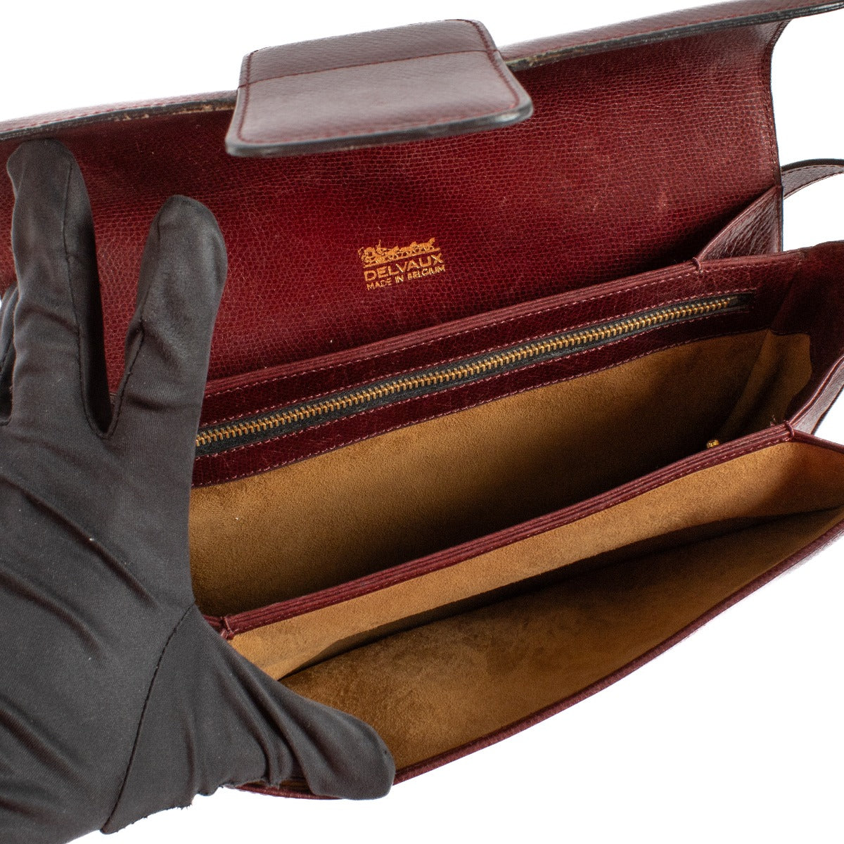 Delvaux Bourgondisch Leren Vintage Bourgogne Crossbody Tas