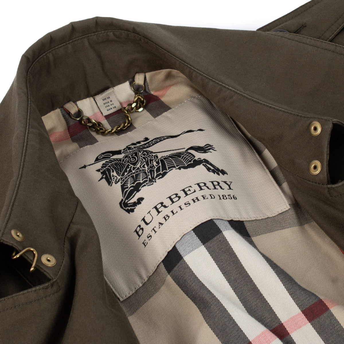 shop 100% authentic second hand Burberry Khaki Trench Coat - Size 42 IT on Labellov.com