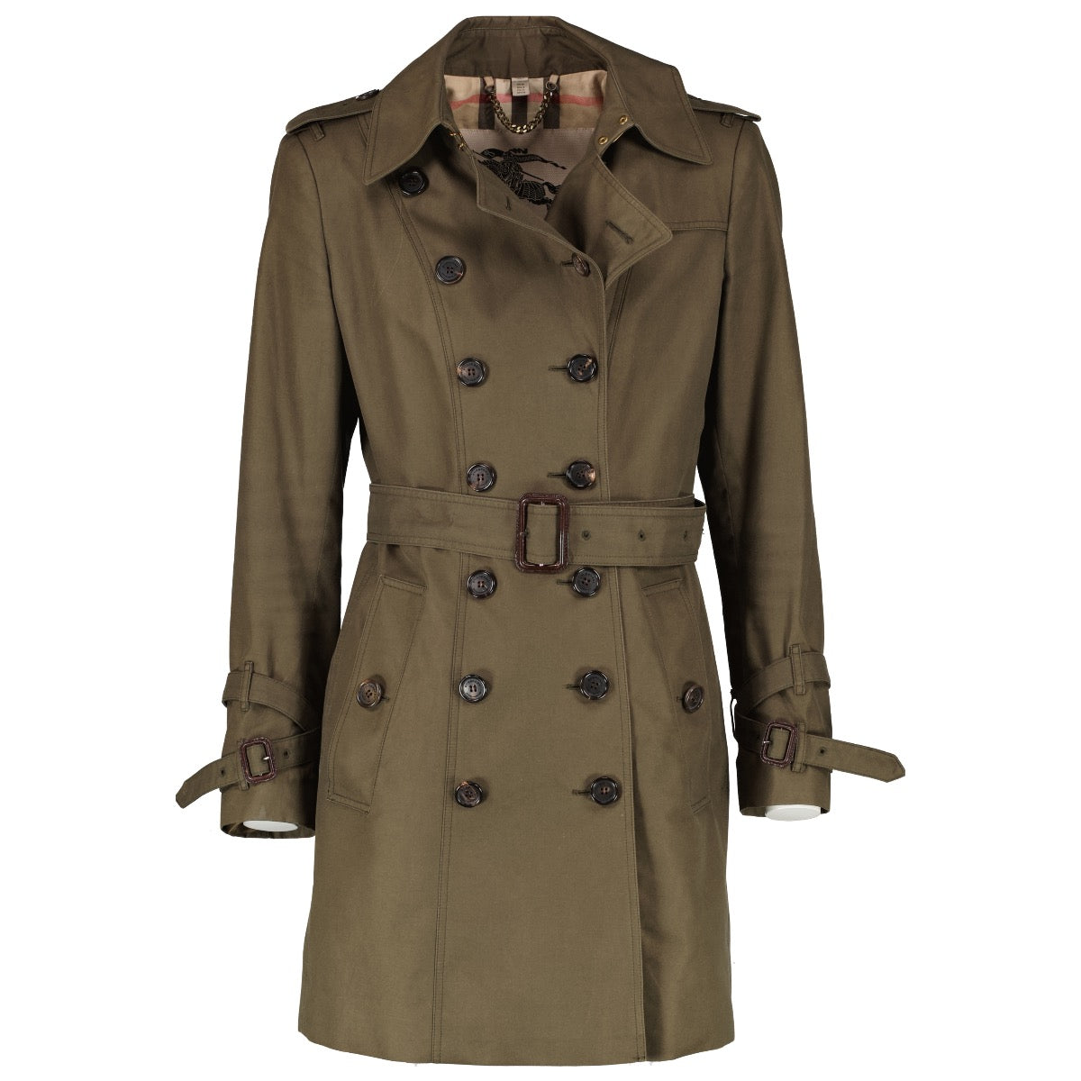 shop 100% authentic second hand Burberry Khaki Trench Coat - Size 42 IT on Labellov.com