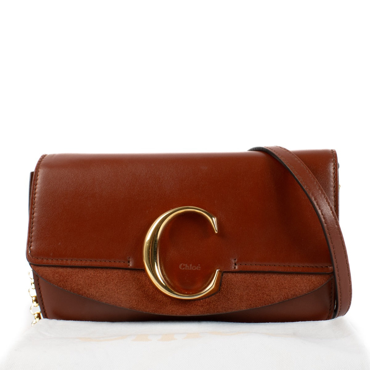 Chloé Sepia Brown Mini C Chain Clutch Bag