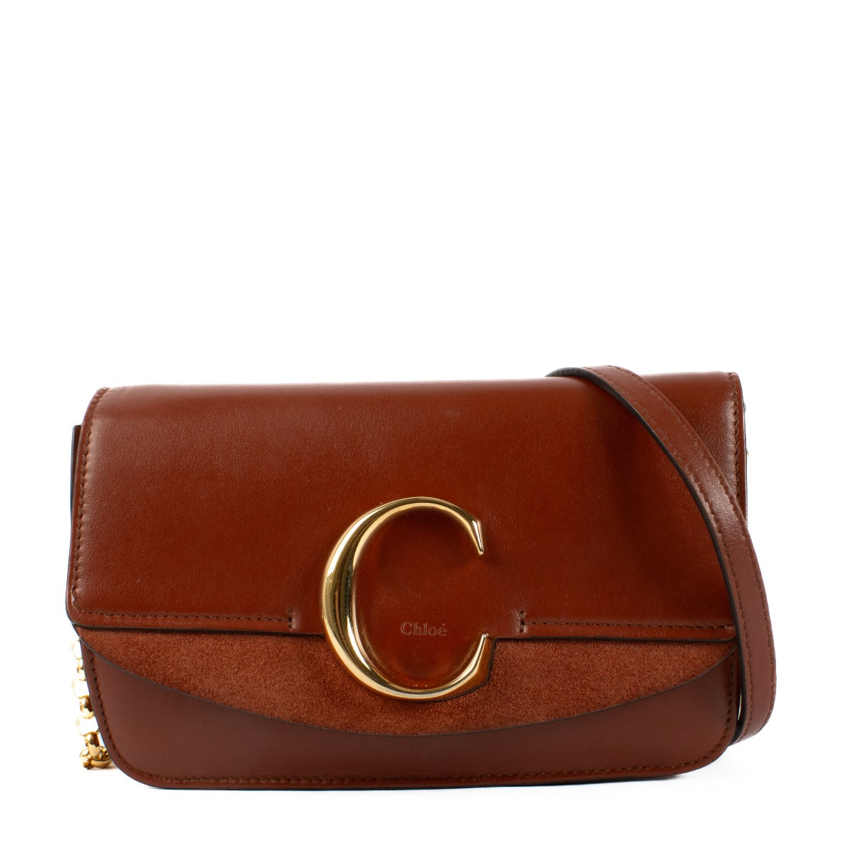 Chloé Sepia Brown Mini C Chain Clutch Bag