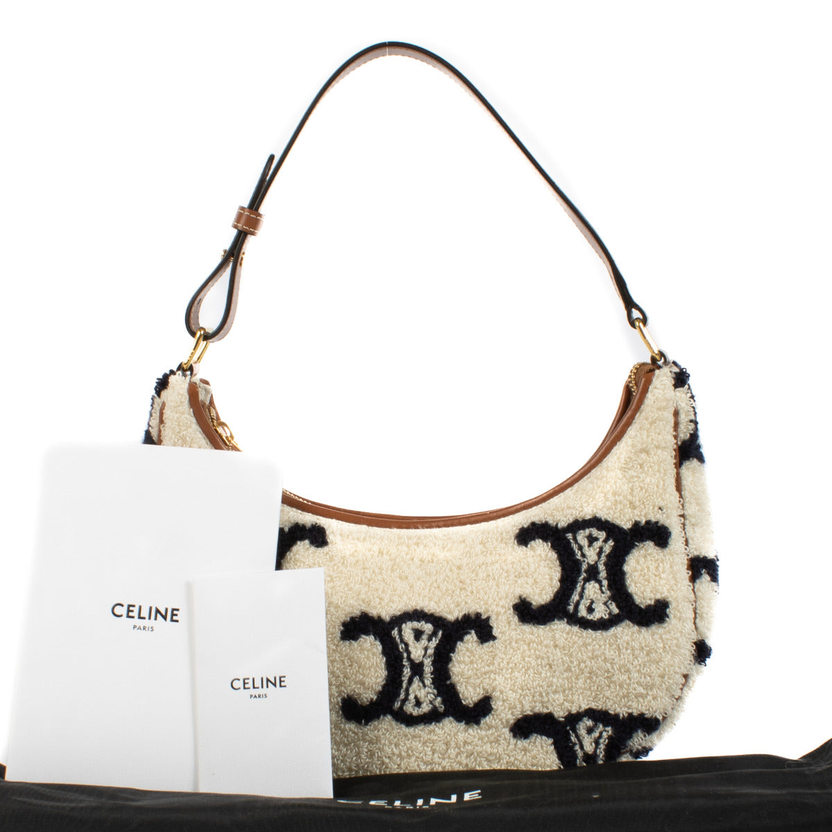 Celine Navy/Tan Triomphe Boucle Ava Shoulder Bag