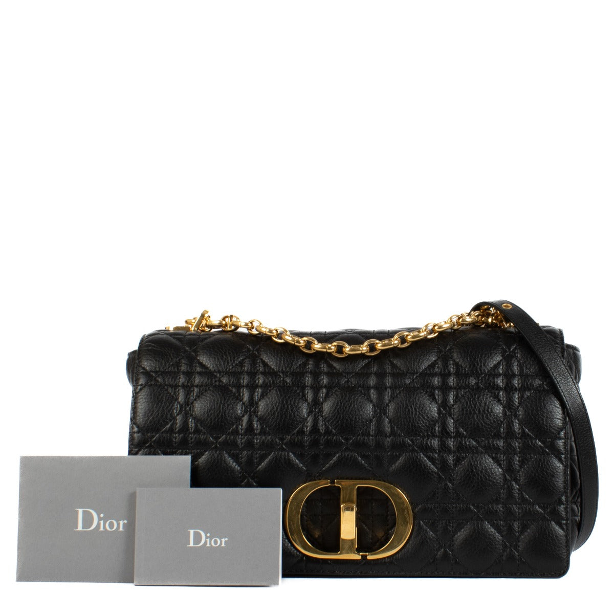 Christian Dior Black Cannage Large Caro Bag for the best price at Labellov secondhand luxury in Antwerp, Knokke and Brussels. We buy and sell your authentic designer bags for the best price.
