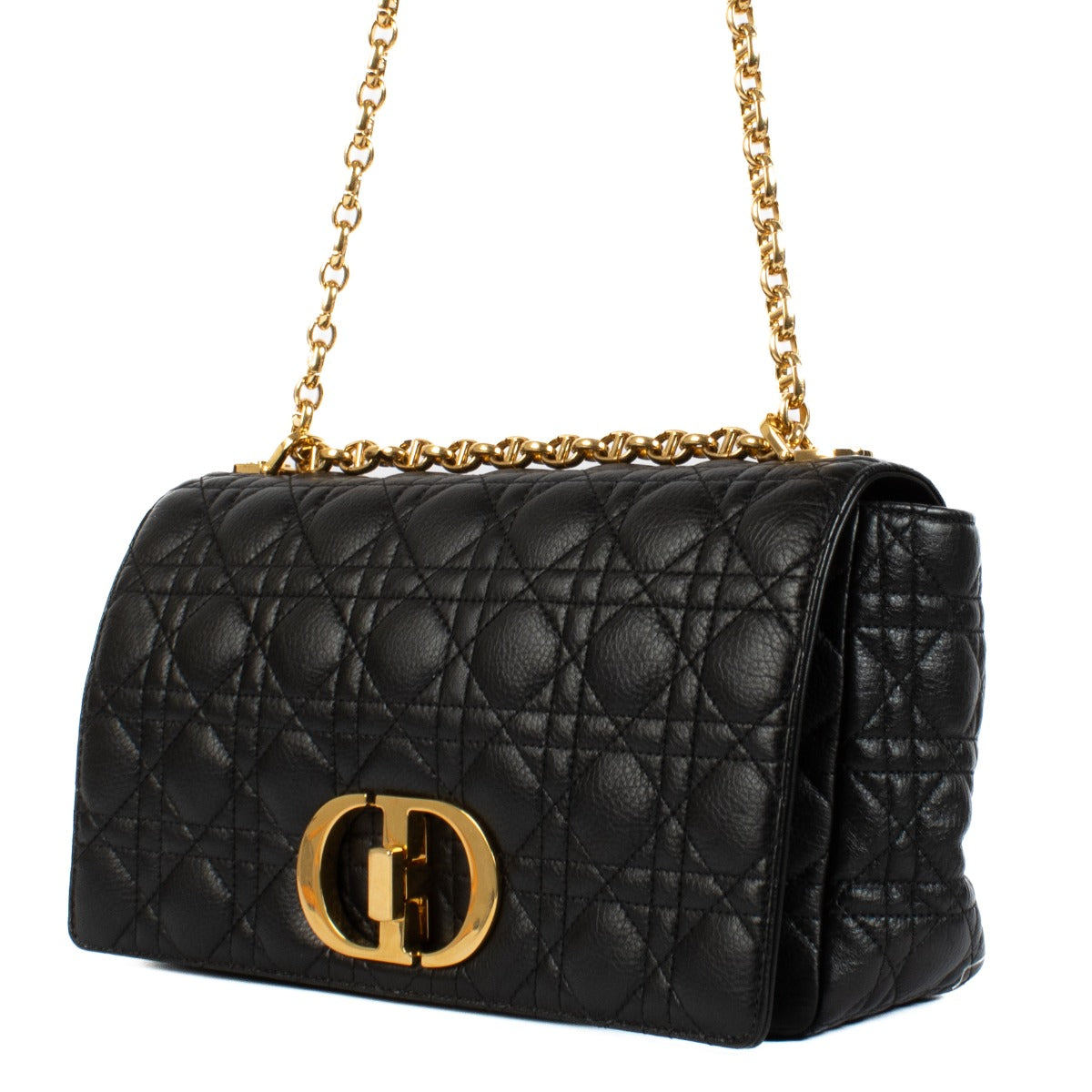 Christian Dior Zwarte Cannage Grote Caro Tas