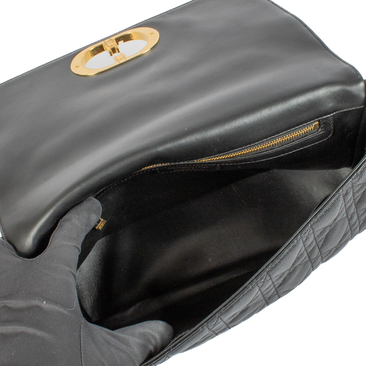 Christian Dior Zwarte Cannage Grote Caro Tas