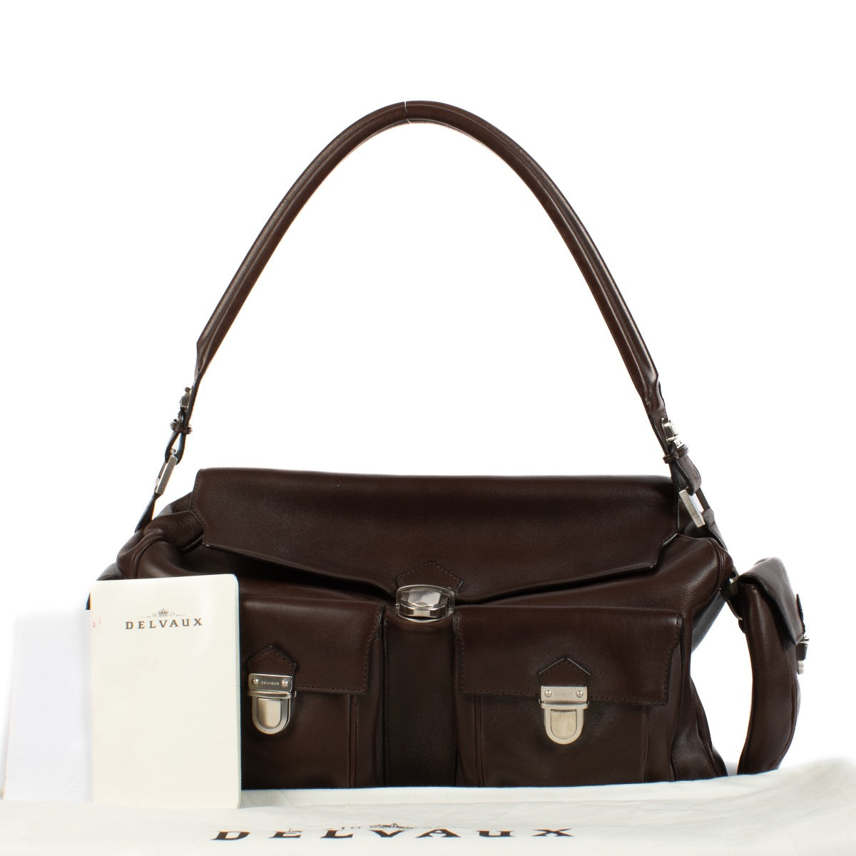 Shop 100% authentic Delvaux Chocolat Bridon Coquin Poches MM Bag at Labellov.com.
