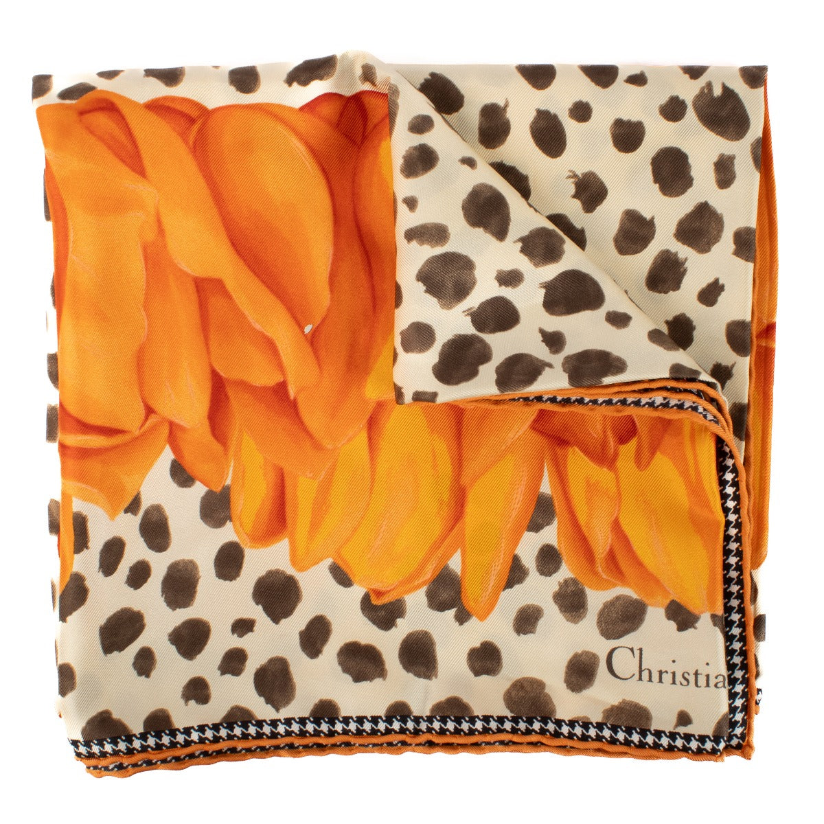 Christian Dior Multicolor Leopard Print Silk Scarf