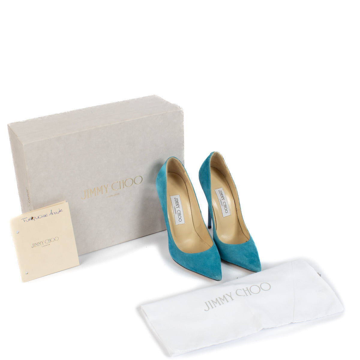 Jimmy Choo Turquoise Suède Anouk 120 Heels - Size 36,5