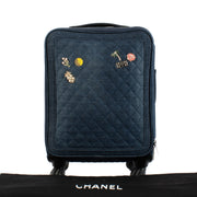 Shop authentic second hand Chanel 17C Coco Cuba Blue Denim Charms Trolley Rolling Luggage on www.labellov.com