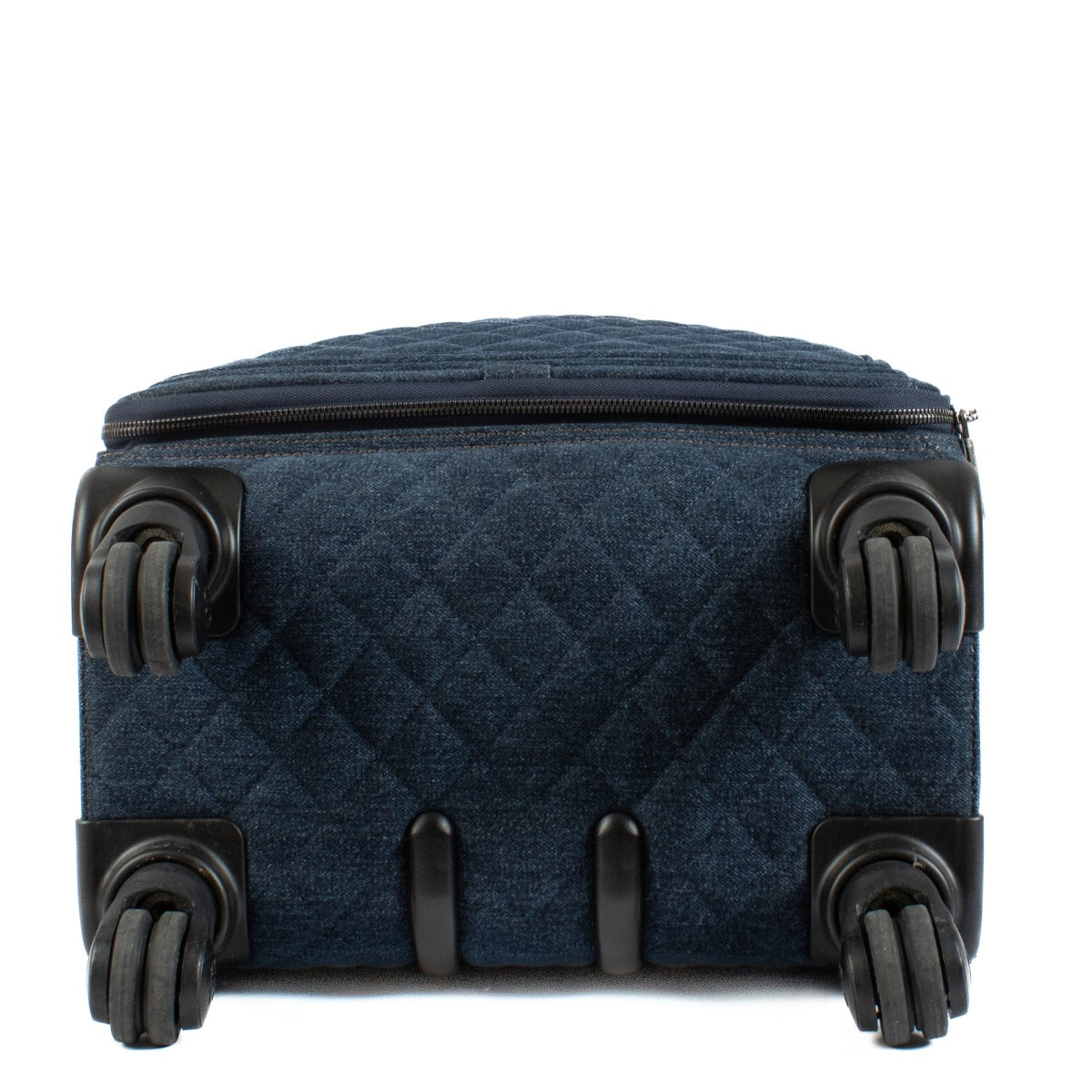 Chanel 17C Coco Cuba Blue Denim Charms Trolley Rolling Luggage