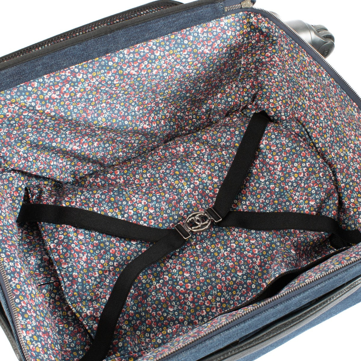 Chanel 17C Coco Cuba Blue Denim Charms Trolley Rolling Luggage