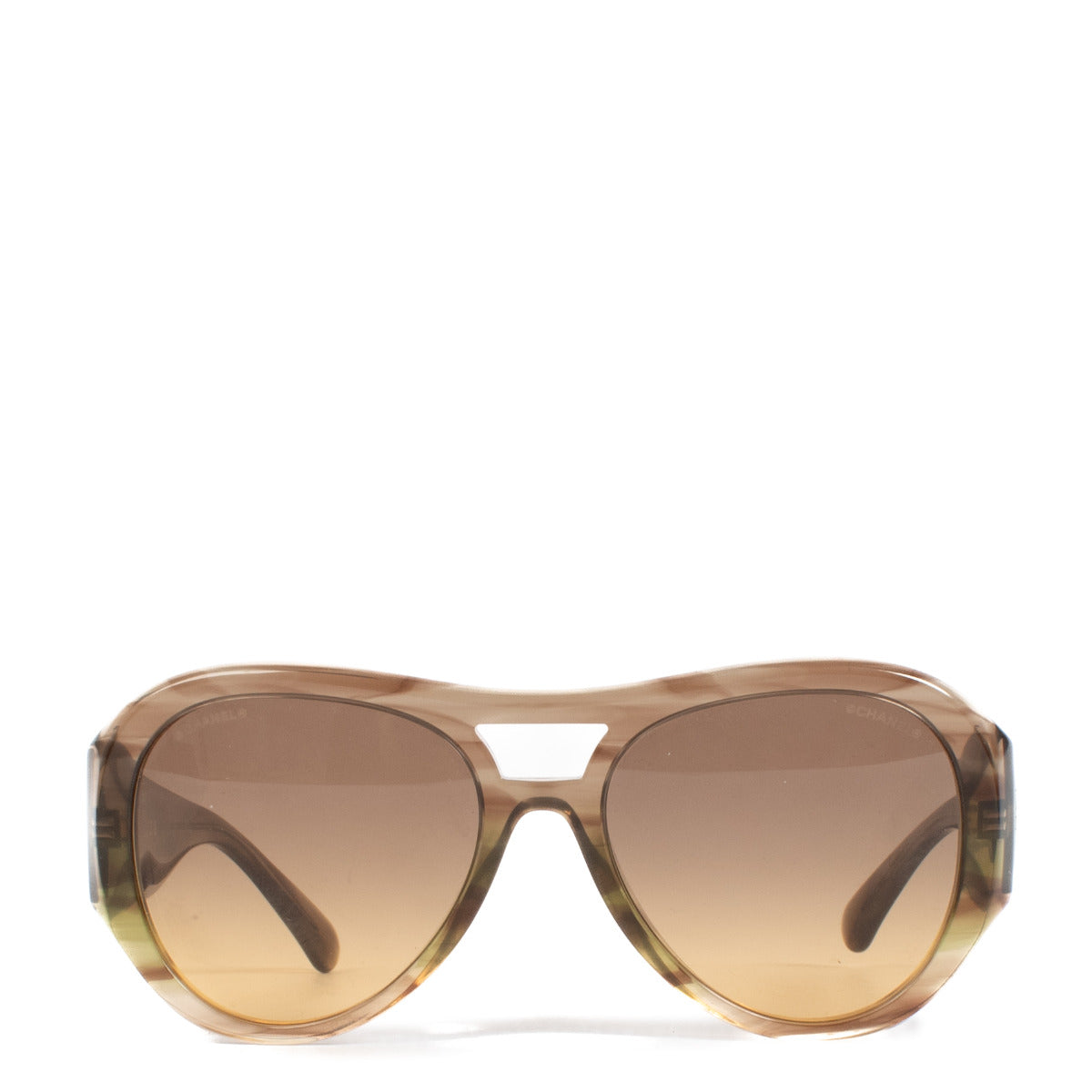 Chanel Brown Round Aviator Sunglasses