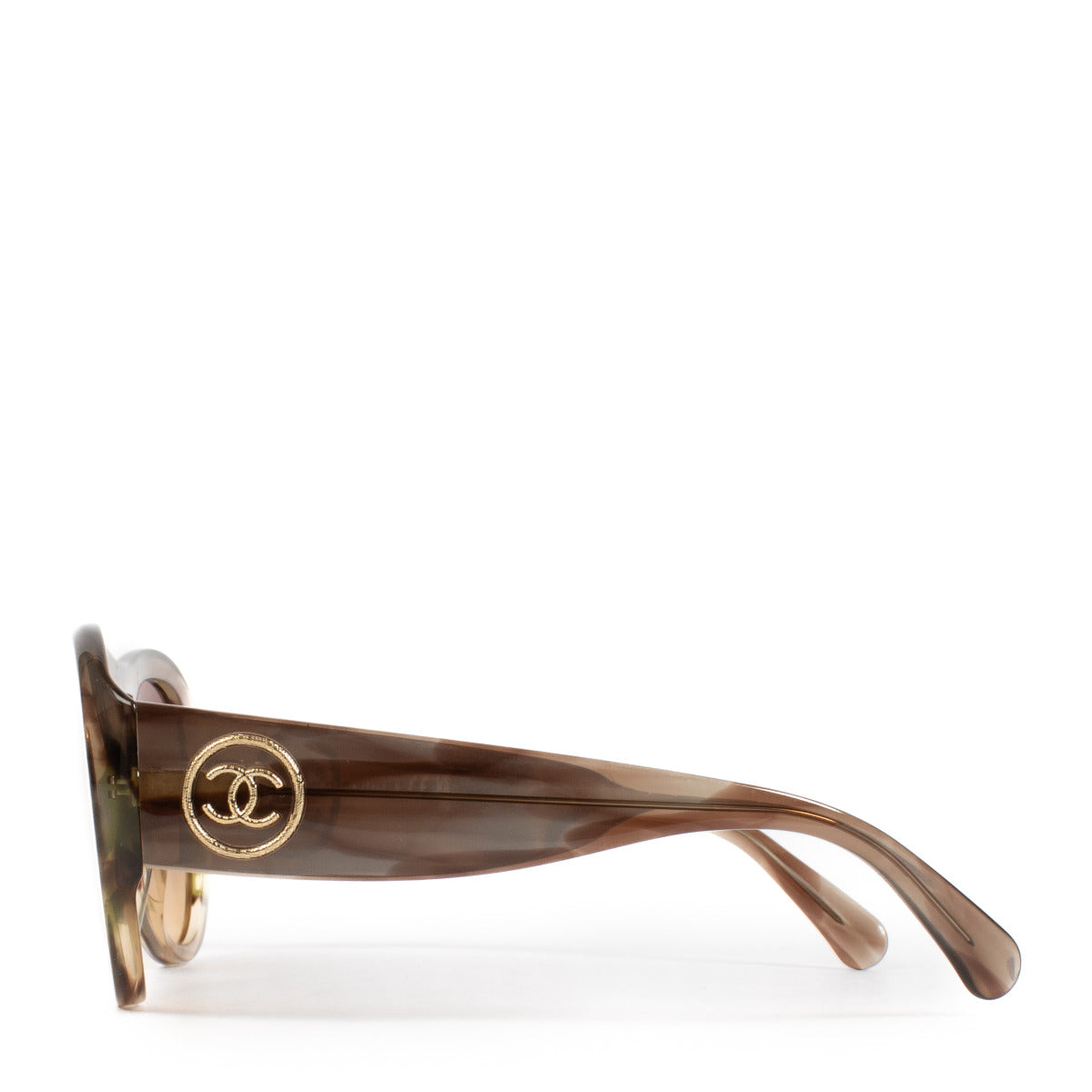 Chanel Brown Round Aviator Sunglasses