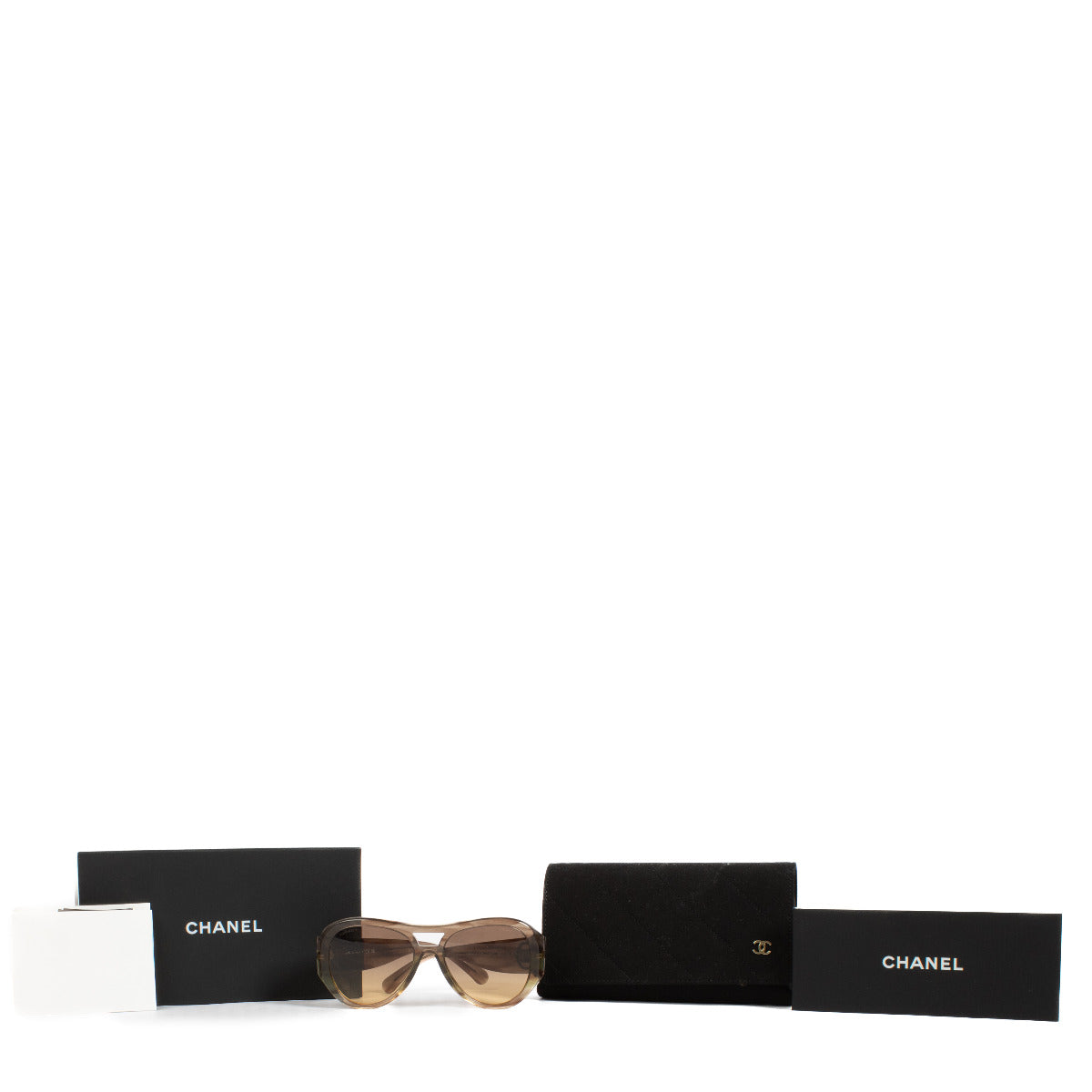 Chanel Brown Round Aviator Sunglasses