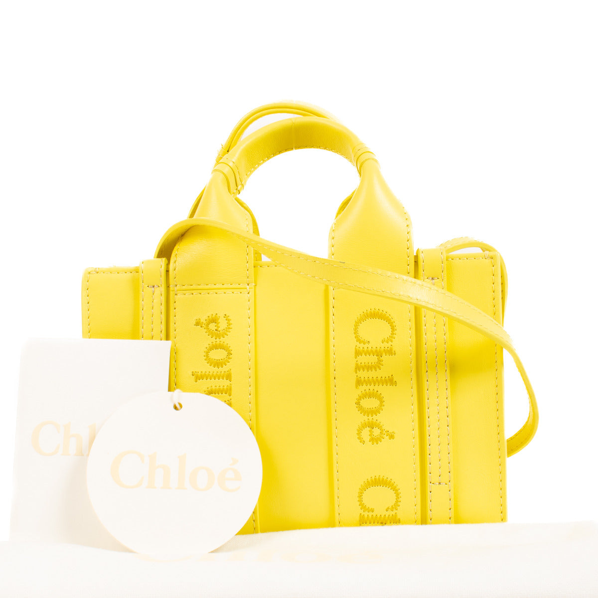 Mini cabas Chloé Woody jaune