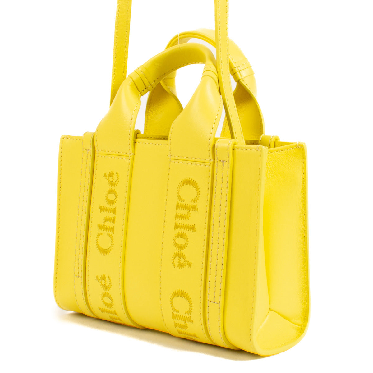 Mini cabas Chloé Woody jaune