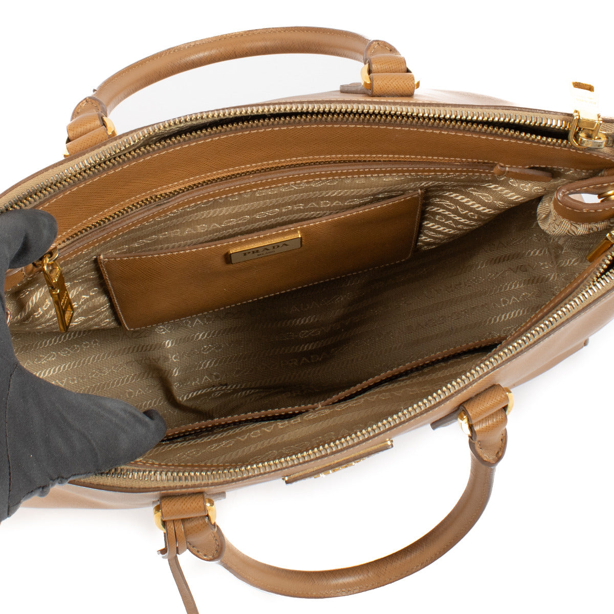 Prada Camel Saffiano Galleria Grote Tas
