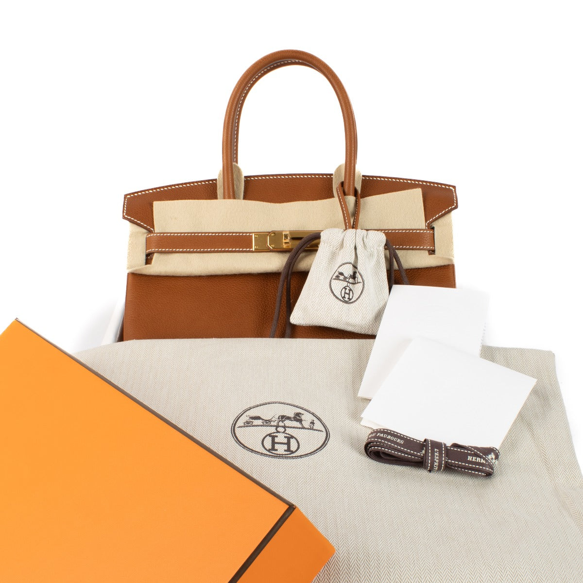 Authentic second hand brand new Hermès Birkin 25 Fauve Barenia Faubourg on www.labellov.com