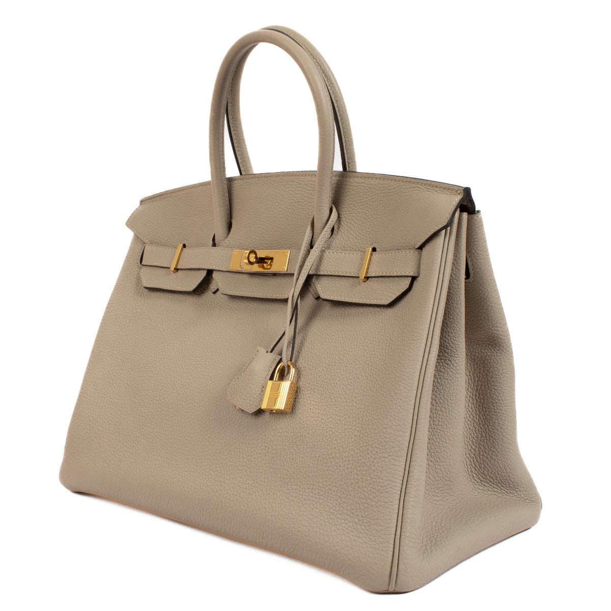 Authentic second hand vintage Hermès Birkin 35 Gris Tourterelle Togo GHW on www.labellov.com