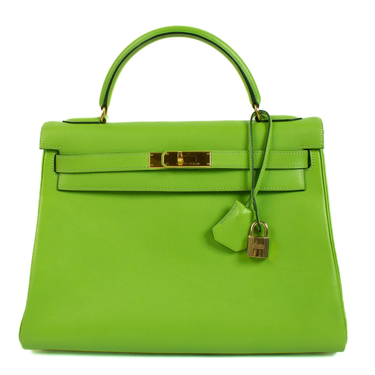 Authentic second hand vintage luxury designer 1996 Hermès Kelly 32 Vert Cru Gulliver on www.labellov.com
