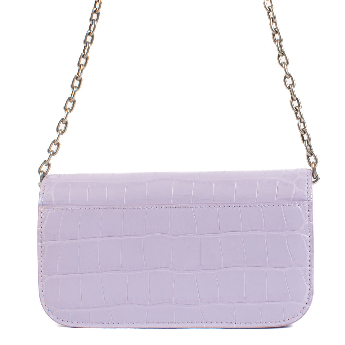 Balenciaga Lilac Crocodile Embossed Gossip Wallet On Chain
