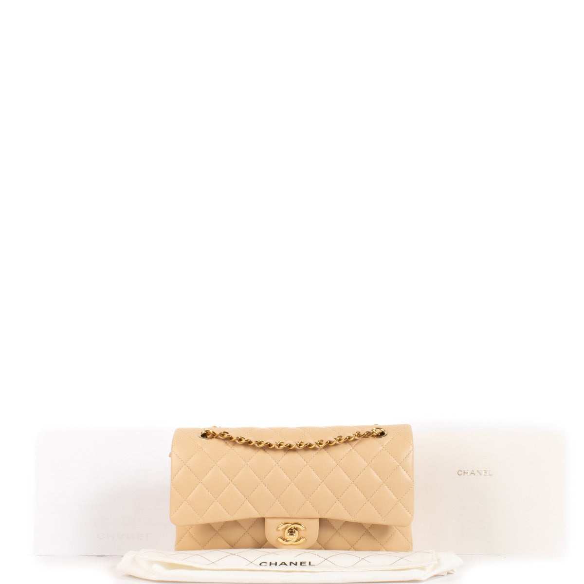 Chanel Beige Lambskin Medium Classic 11.12 Bag