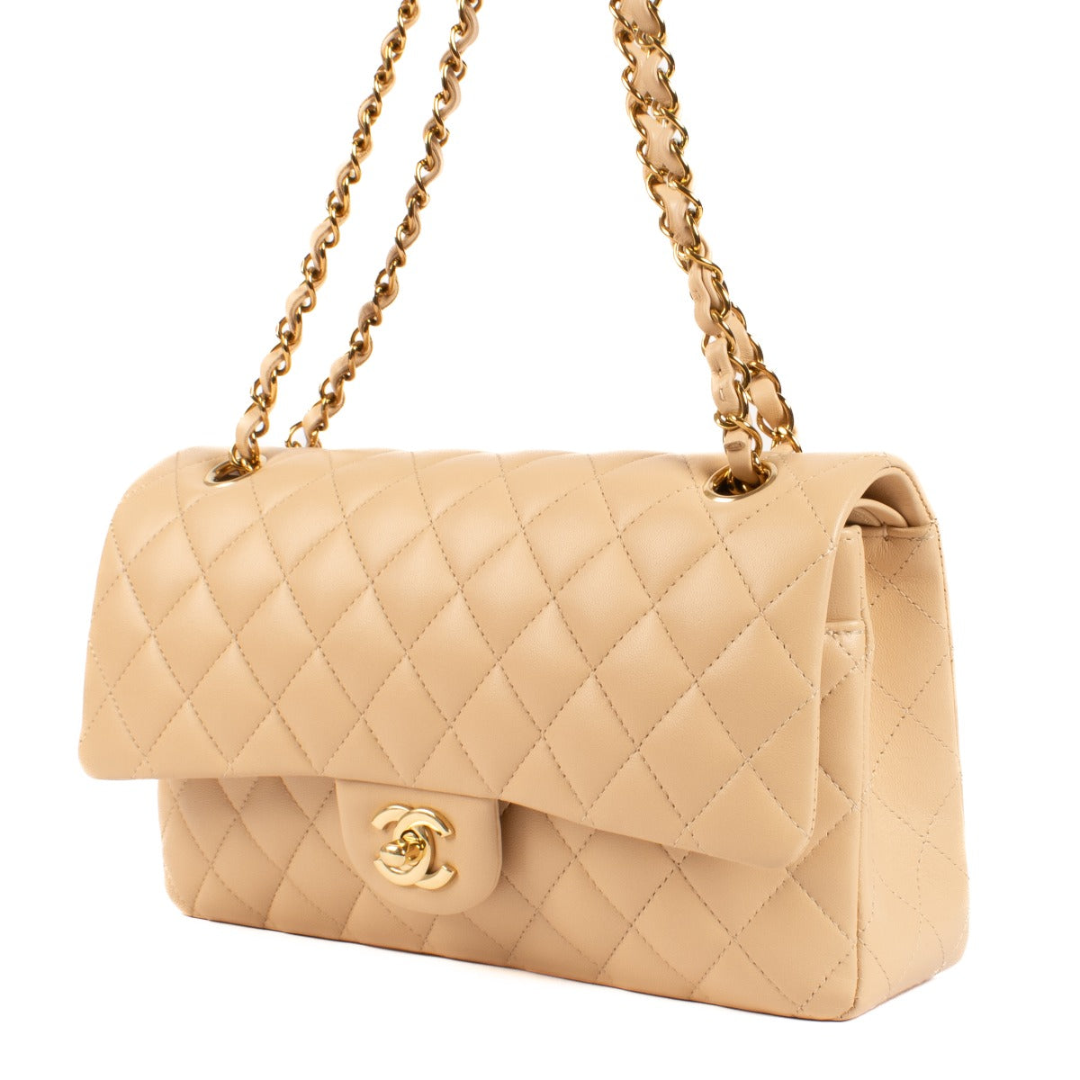 Chanel Beige Lambskin Medium Classic 11.12 Bag