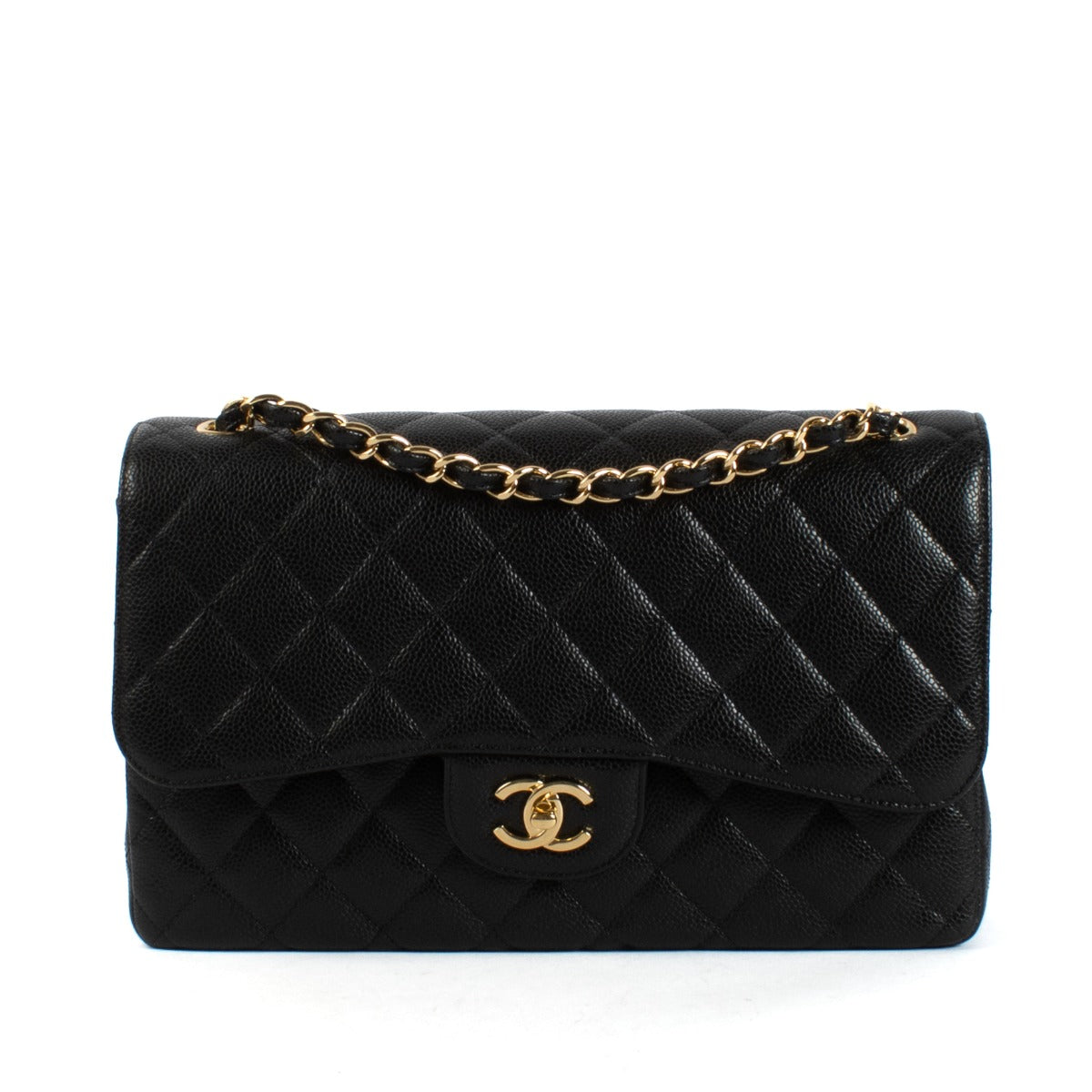 Shop safe online at Labellov in Antwerp and Knokke this 100% authentic second hand Chanel Black Caviar Large Classic Flap Bag