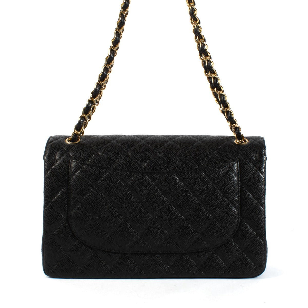 Shop safe online at Labellov in Antwerp and Knokke this 100% authentic second hand Chanel Black Caviar Large Classic Flap Bag