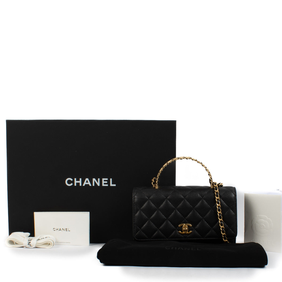Chanel Black Caviar WOC Wallet on Chain Bag for sale at Labellov secondhand luxury in Antwerp & Knokke.