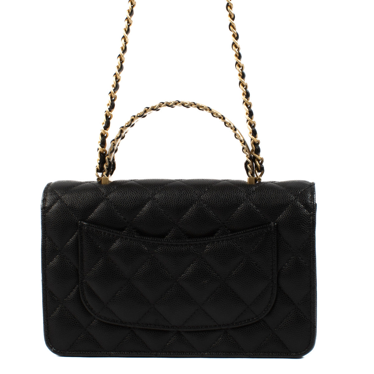 Chanel Black Shiny Caviar WOC Pick Me Up Wallet on Chain Bag