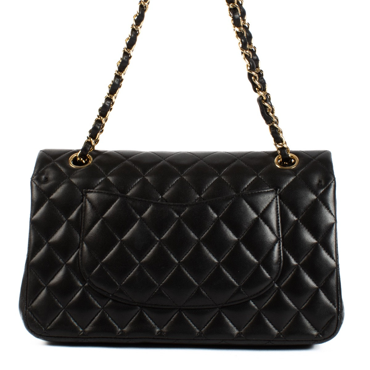 Shop safe online at Labellov in Antwerp, Brussels and Knokke this 100% authentic second hand Chanel Black Lambskin Medium Classic Flap Bag