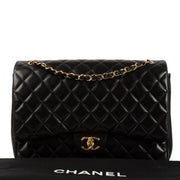 Chanel Black Lambskin Maxi Classic Handbag